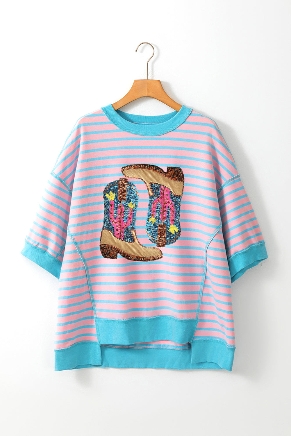 Stylish Striped Round Neck Half Sleeve T-Shirt