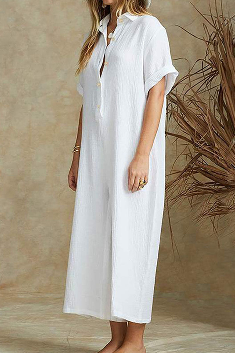 Chic Women's Notch Collar Relaxed Jumpsuit for Effortless Style