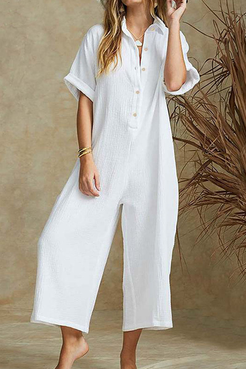 Chic Women's Notch Collar Relaxed Jumpsuit for Effortless Style