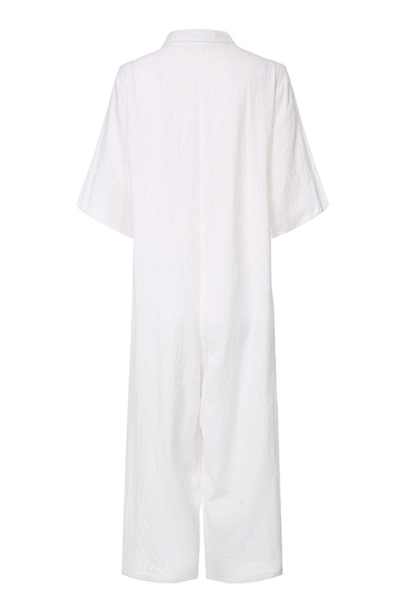 Chic Women's Notch Collar Relaxed Jumpsuit for Effortless Style