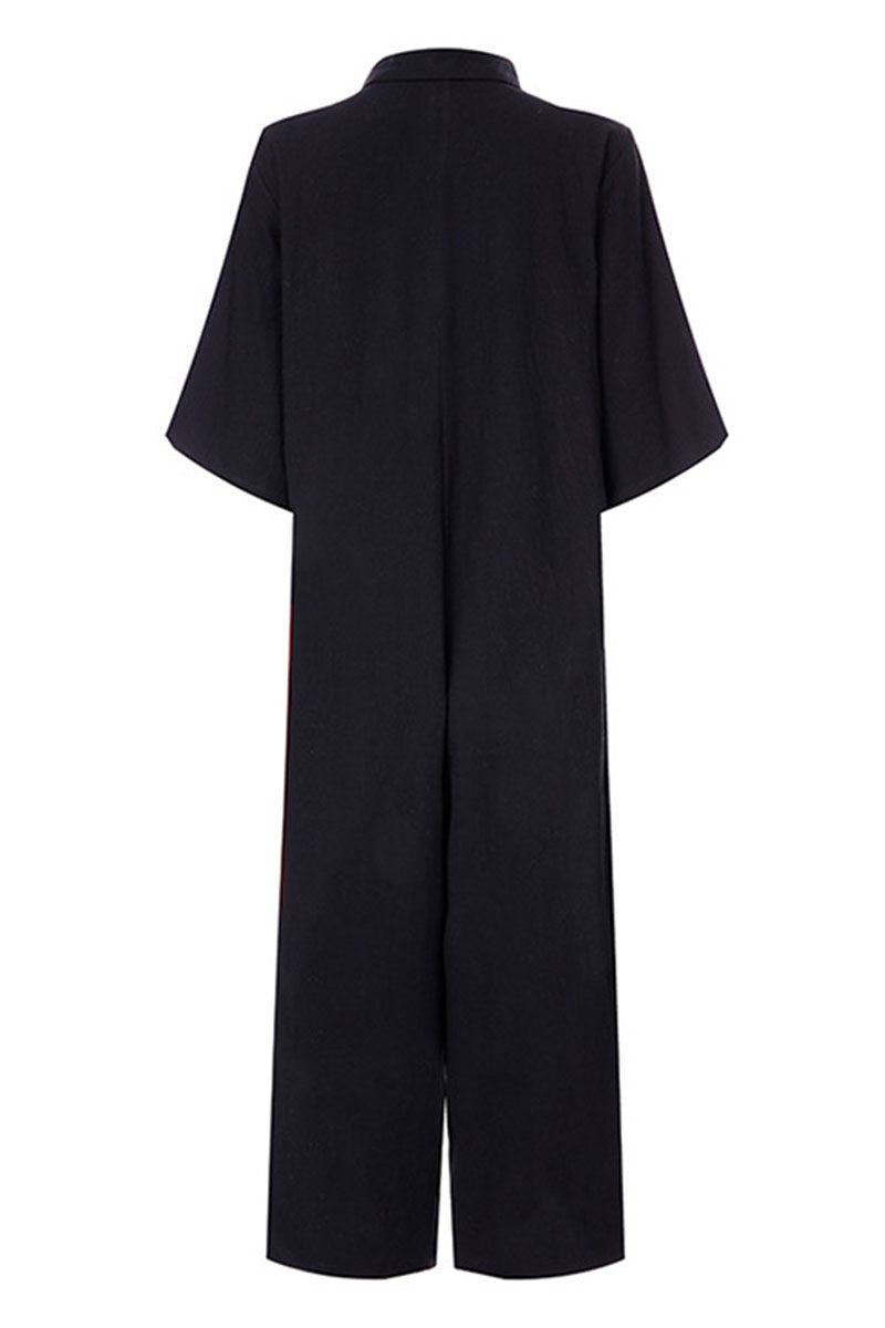 Chic Women's Notch Collar Relaxed Jumpsuit for Effortless Style