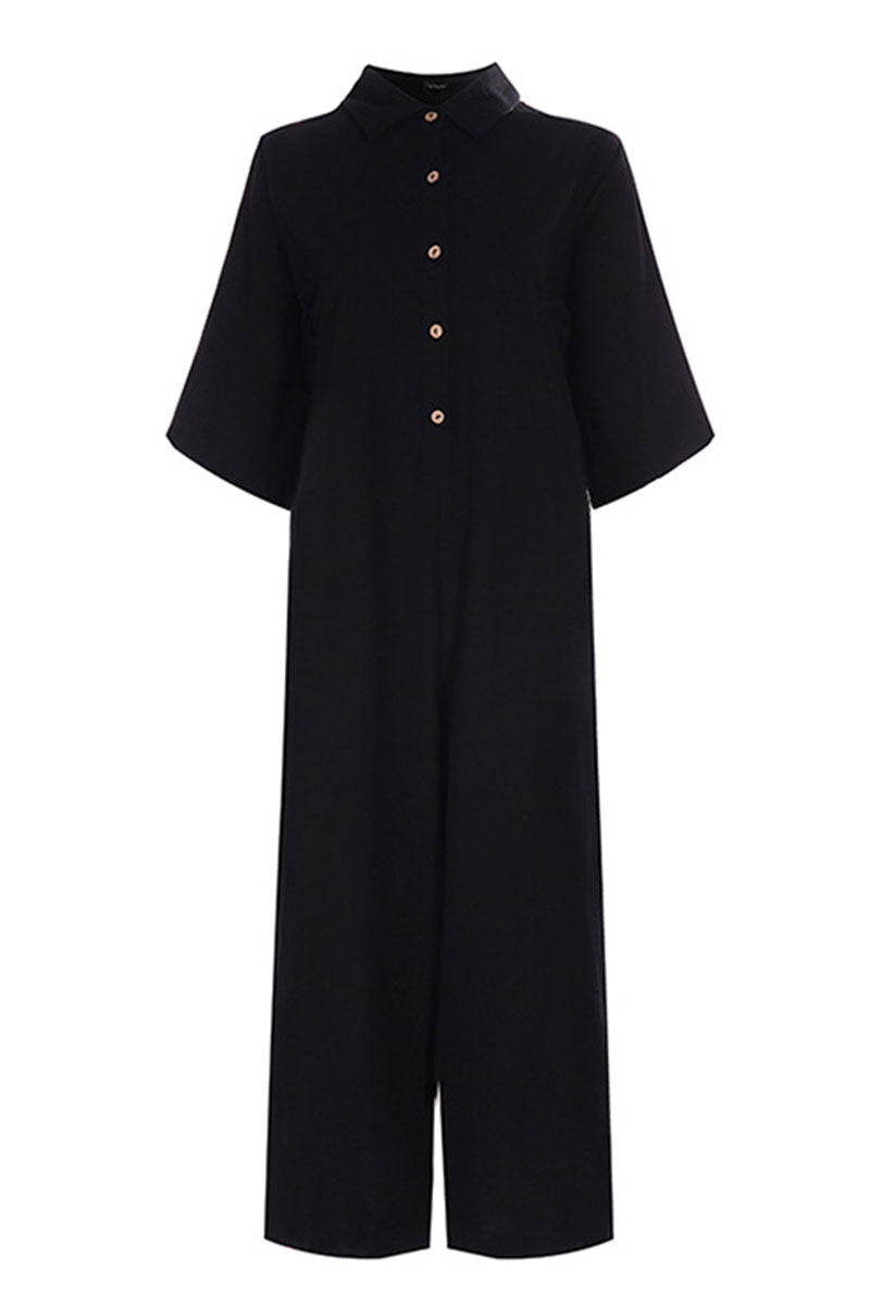 Chic Women's Notch Collar Relaxed Jumpsuit for Effortless Style
