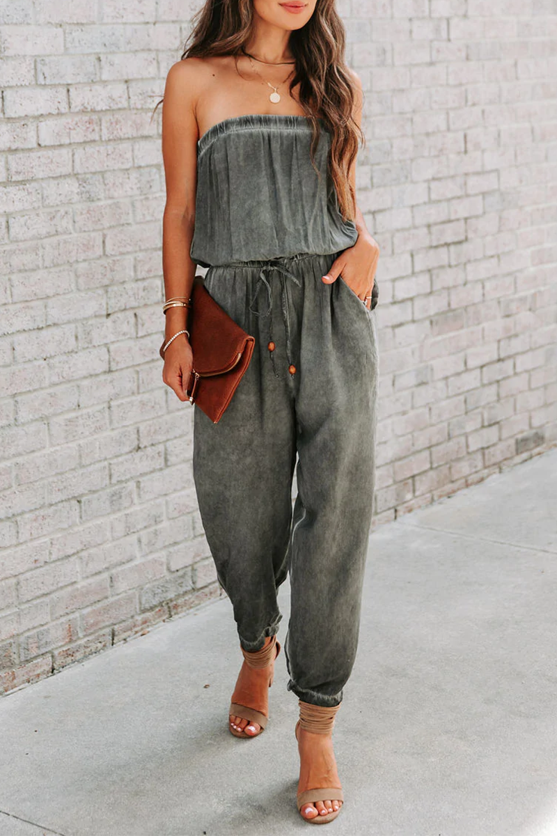 Chic Women's One-Shoulder Patchwork Jumpsuit