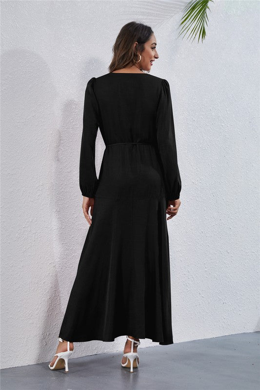 Elegant Annva Women's V-Neck Long Sleeve Maxi Dress for Effortless Style