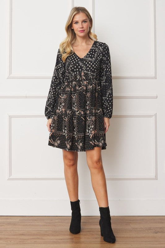 Chic Plus Size Surplice Midi Dress with Peasant Sleeves