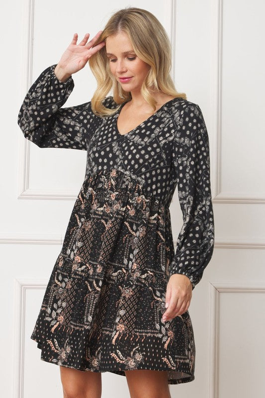 Chic Plus Size Surplice Midi Dress with Peasant Sleeves