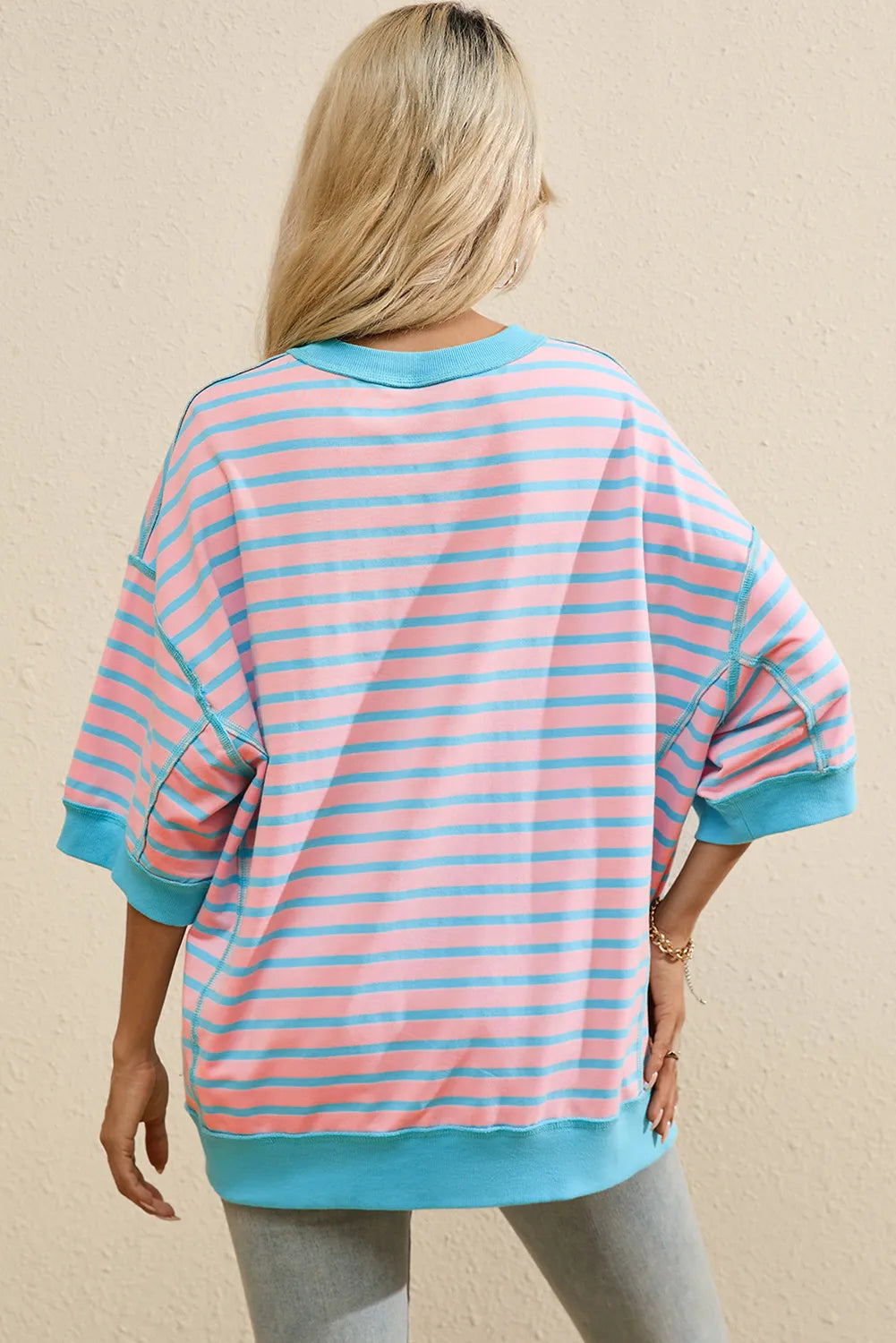 Stylish Striped Round Neck Half Sleeve T-Shirt