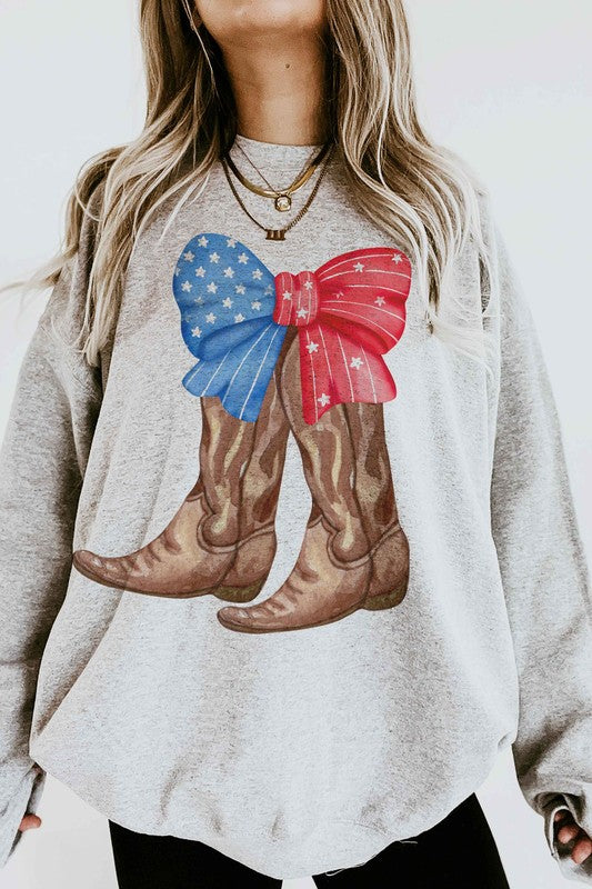 Stylish Oversized Sweatshirt Featuring American Cowboy Boots Design
