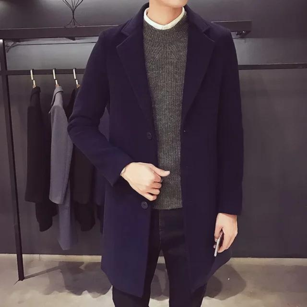 Stylish Men's Long Wool Coat for Cozy Winter Comfort