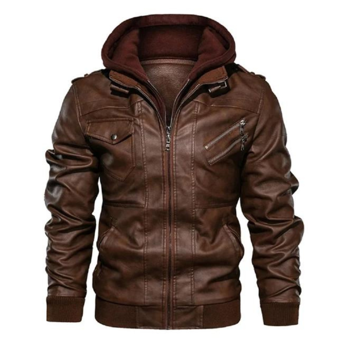 Stylish Men's Casual Leather Jacket for Cozy Comfort