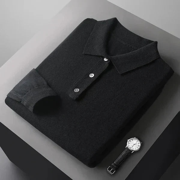 Luxurious Long-Sleeve Cashmere Polo