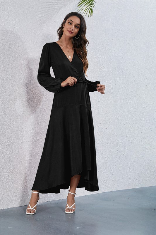 Elegant Annva Women's V-Neck Long Sleeve Maxi Dress for Effortless Style