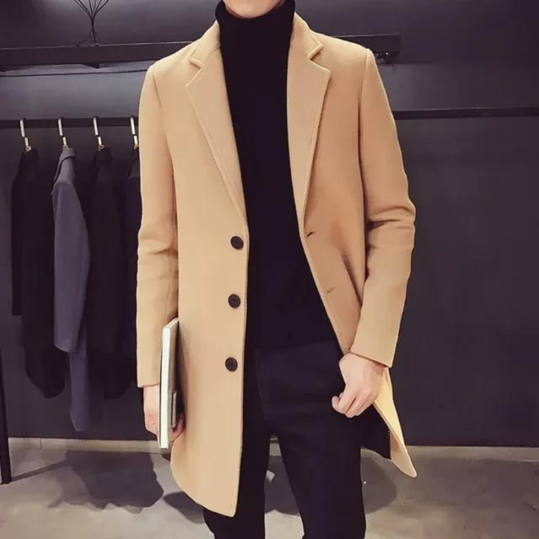 Stylish Men's Long Wool Coat for Cozy Winter Comfort
