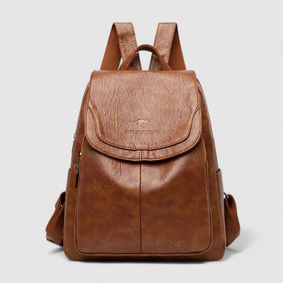 Sleek Anti-Theft Leather Backpack