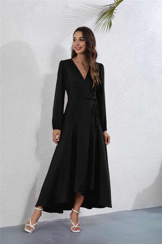 Elegant Annva Women's V-Neck Long Sleeve Maxi Dress for Effortless Style