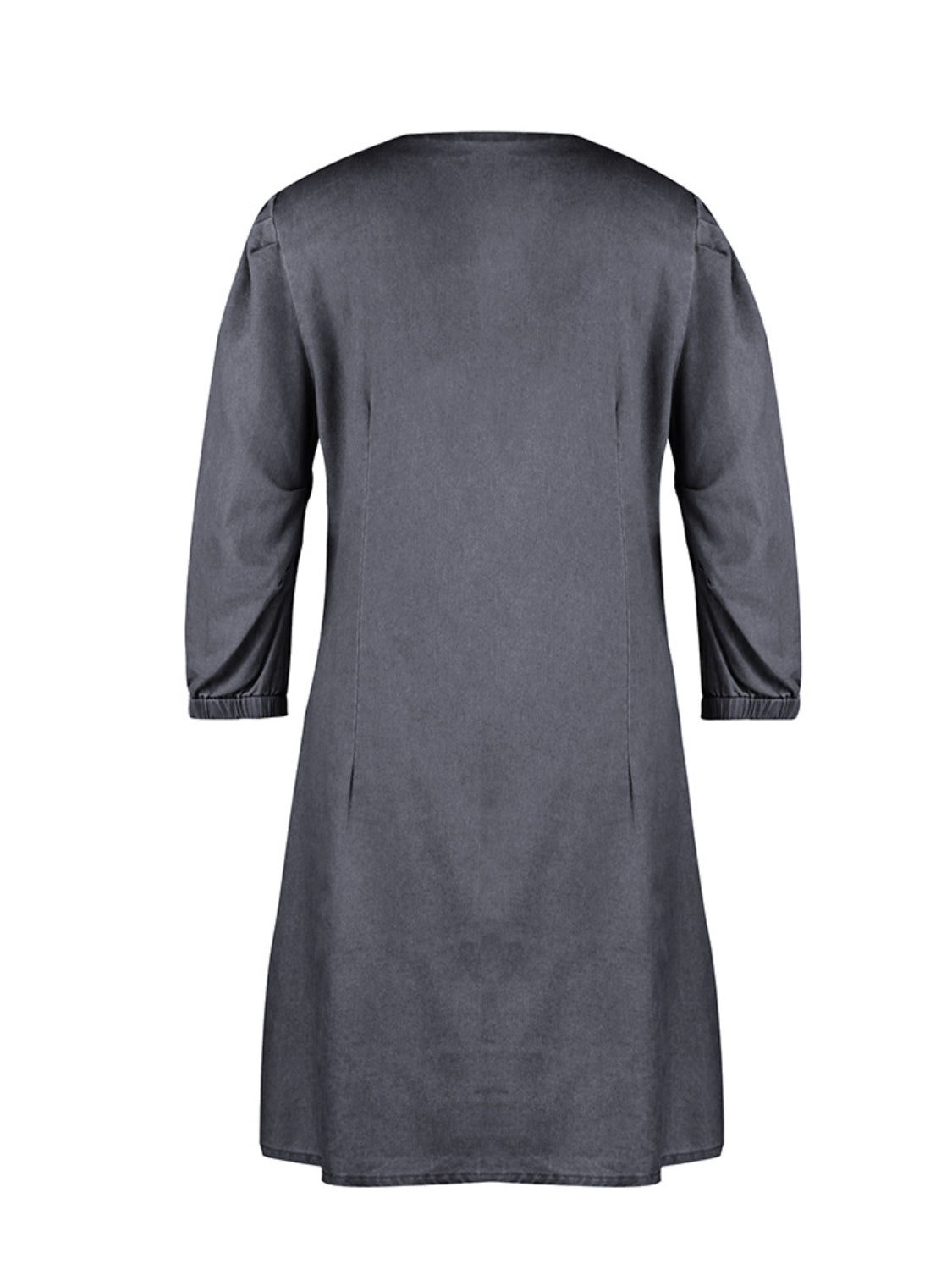 Chic V-Neck Denim Dress with Stylish Half Sleeves