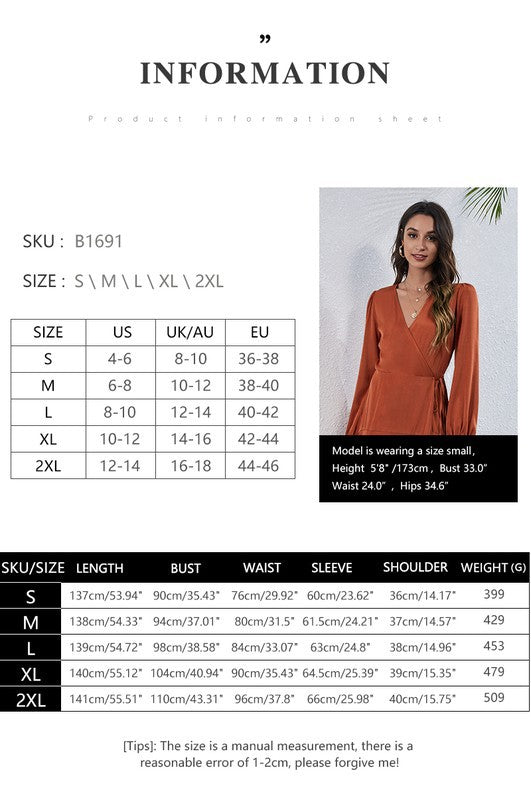 Elegant Annva Women's V-Neck Long Sleeve Maxi Dress for Effortless Style