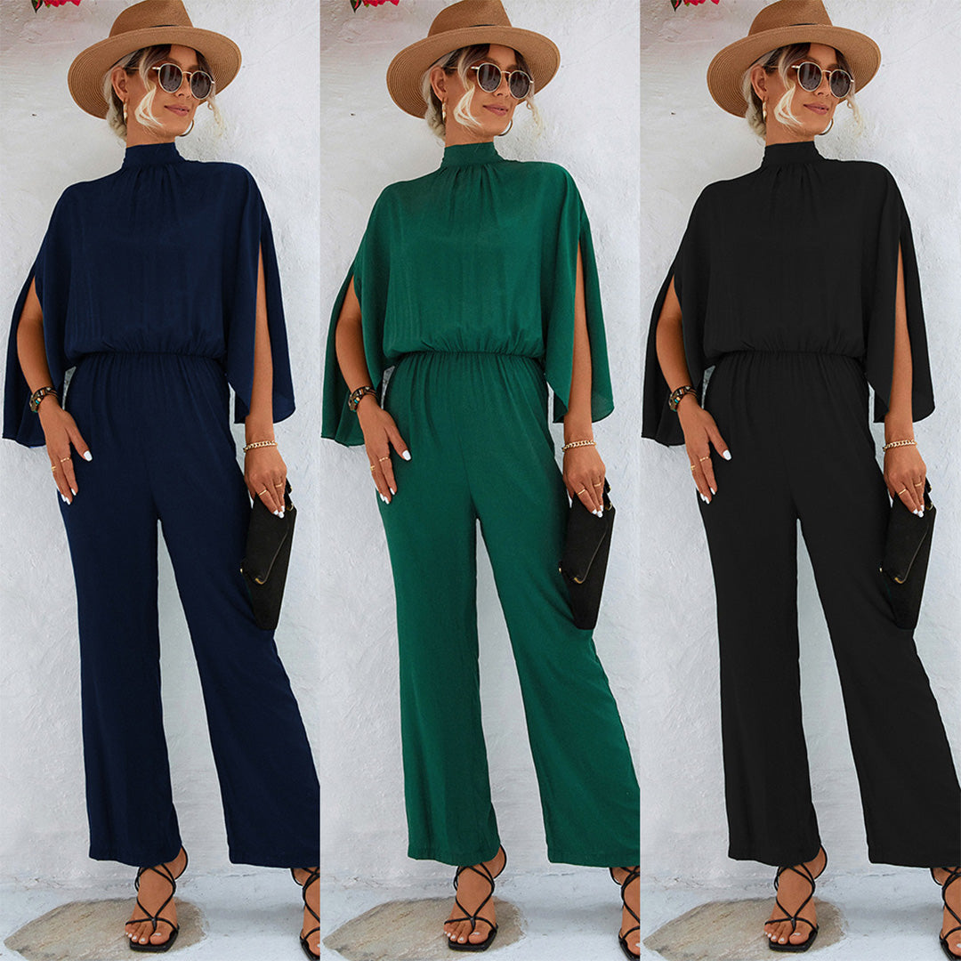 Chic Women's Jumpsuit with Flowing Batwing Sleeves