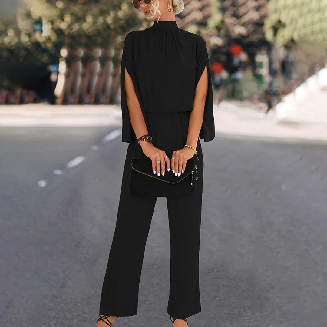 Chic Women's Jumpsuit with Flowing Batwing Sleeves