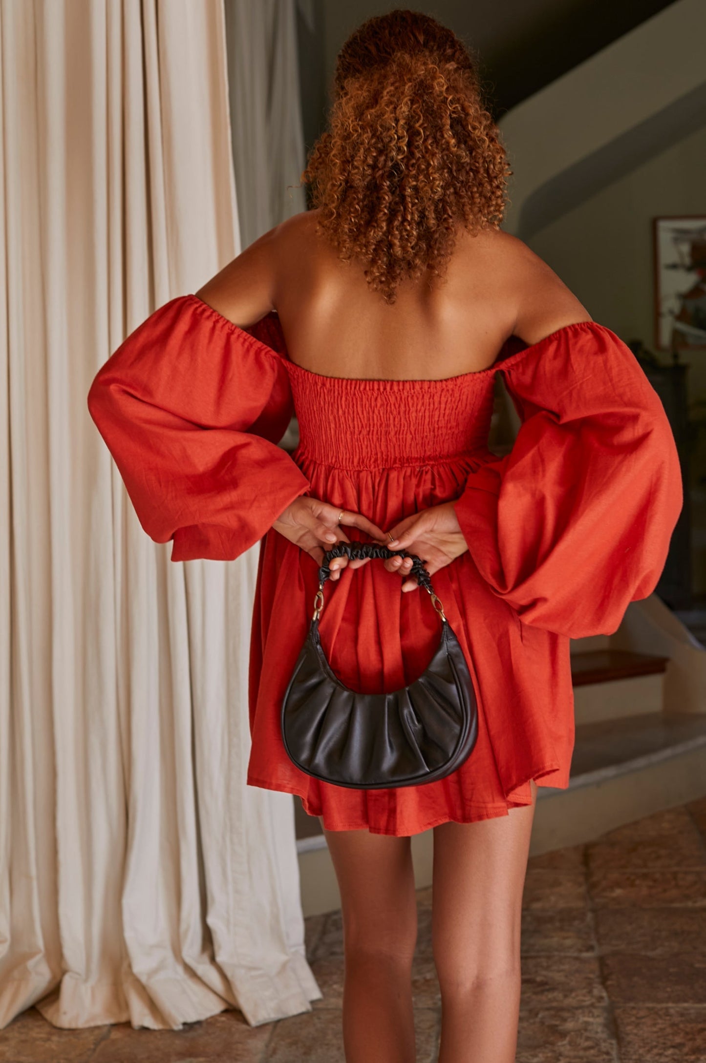 Chloie Elegant Empire Waist Linen Mini Dress