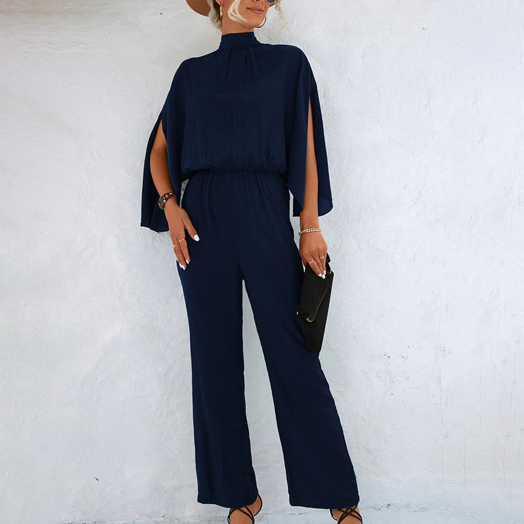 Chic Women's Jumpsuit with Flowing Batwing Sleeves