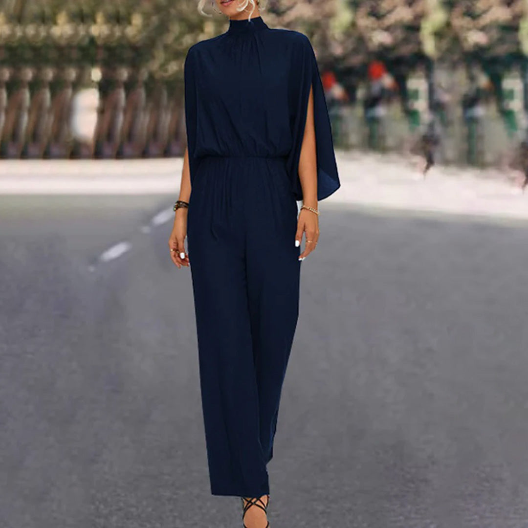 Chic Women's Jumpsuit with Flowing Batwing Sleeves