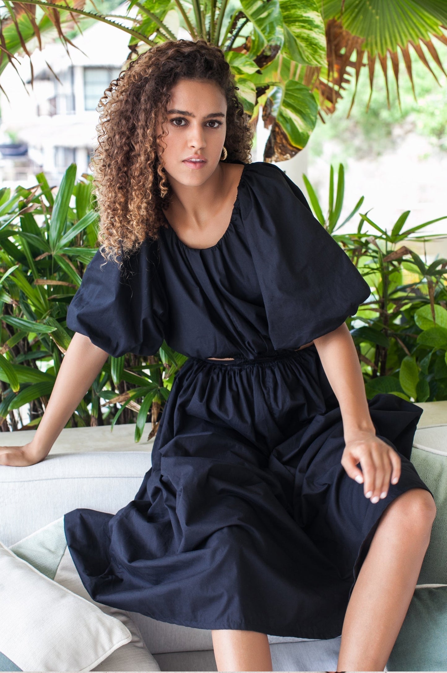 Chic Eva Poplin Cotton Cutout Midi Dress for Effortless Elegance