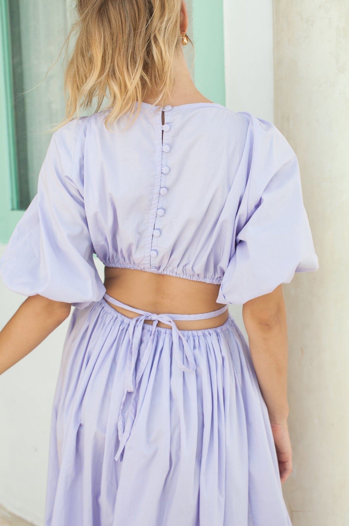 Chic Eva Poplin Cotton Cutout Midi Dress for Effortless Elegance