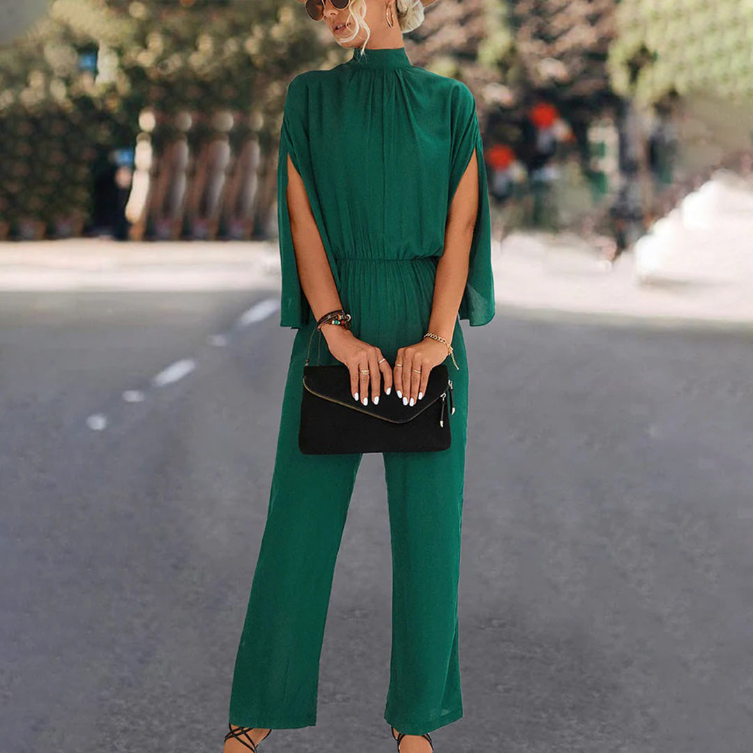 Chic Women's Jumpsuit with Flowing Batwing Sleeves