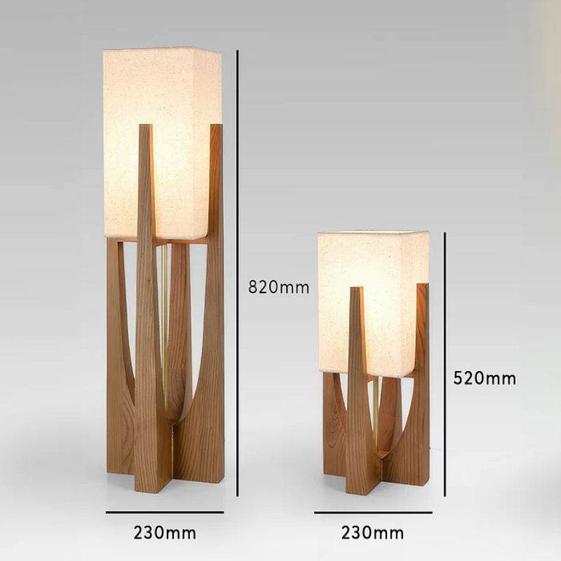 Luxury Elegant Japanese-Style Walnut Floor Lamp