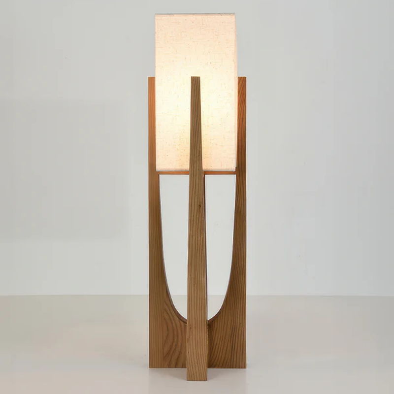 Luxury Elegant Japanese-Style Walnut Floor Lamp