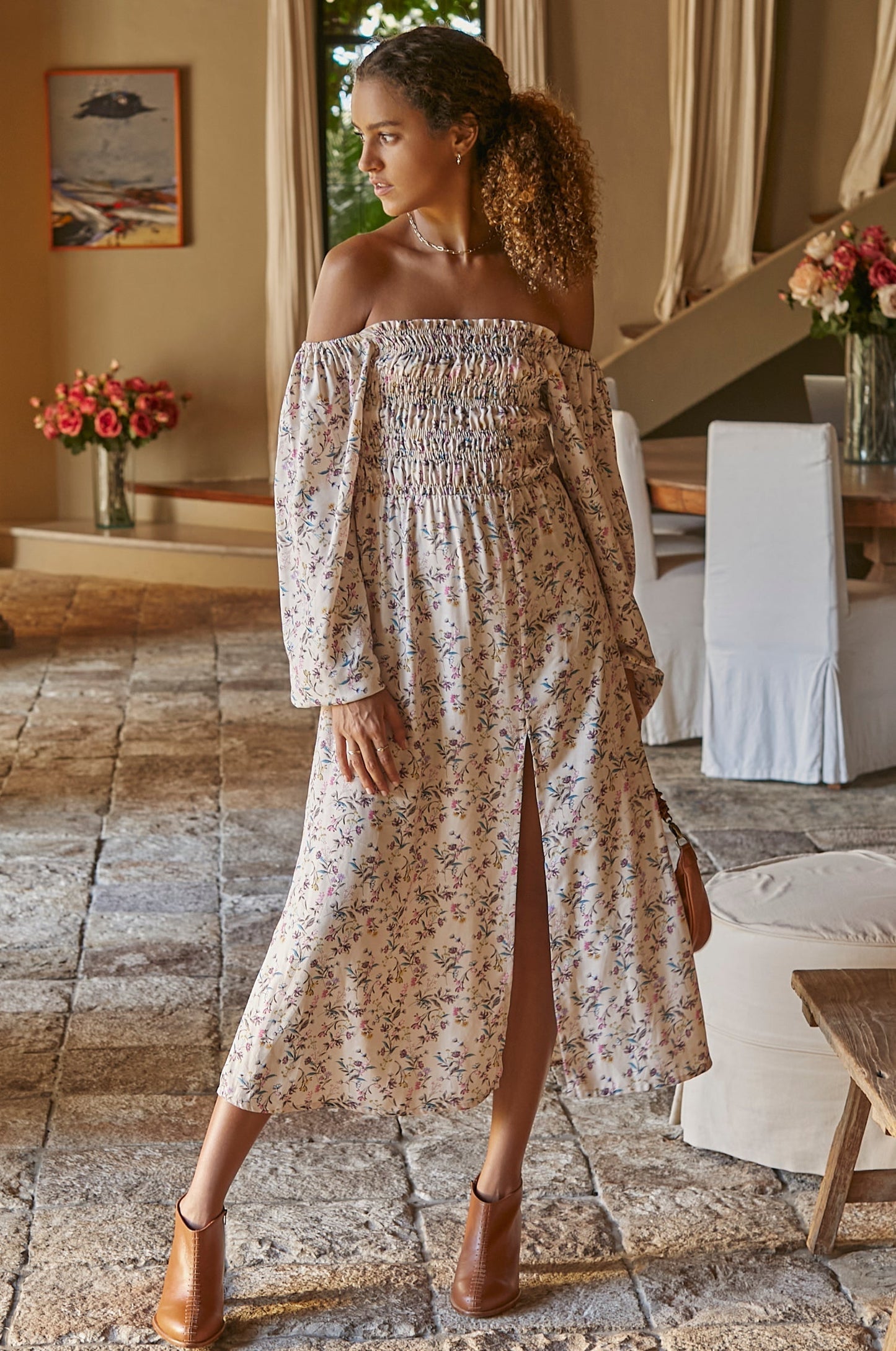 Enchanting Off-Shoulder Smocked Dress for Romantic Moments