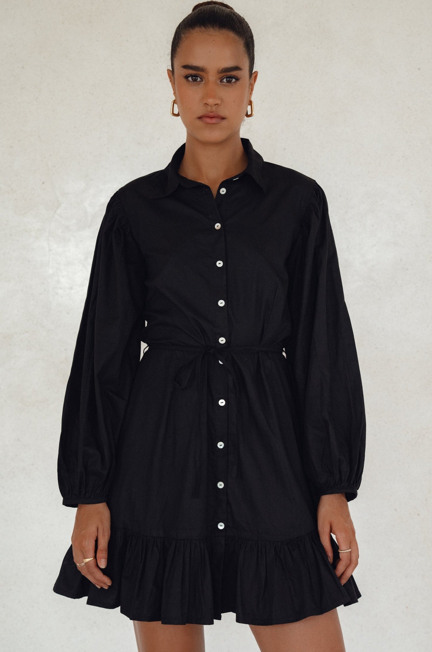 Chic Malina Cotton Mini Dress with Button Details