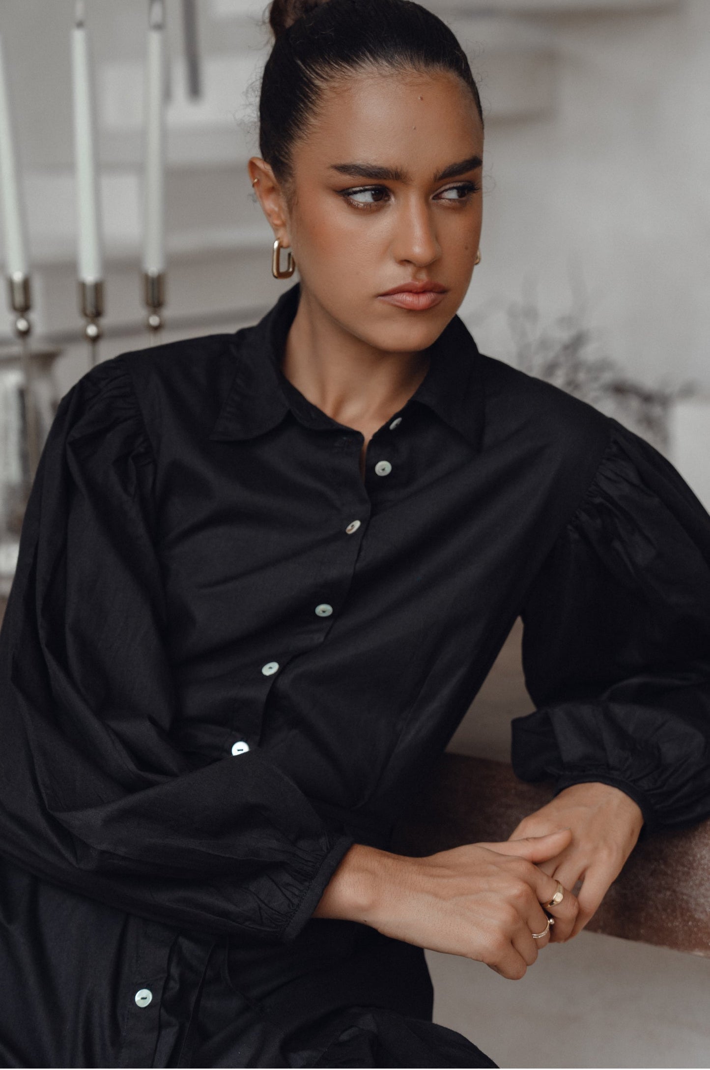 Chic Malina Cotton Mini Dress with Button Details