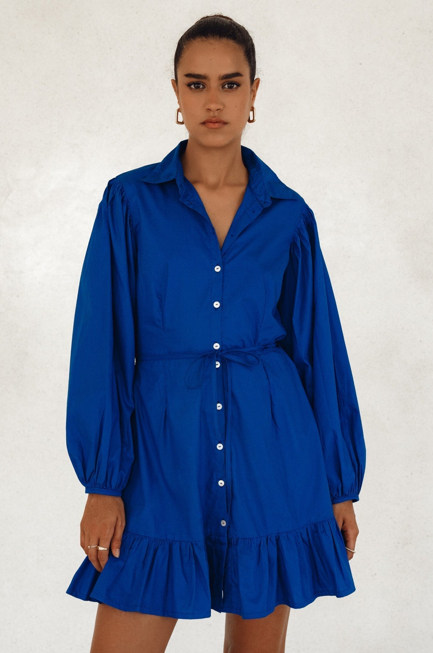 Chic Malina Cotton Mini Dress with Button Details