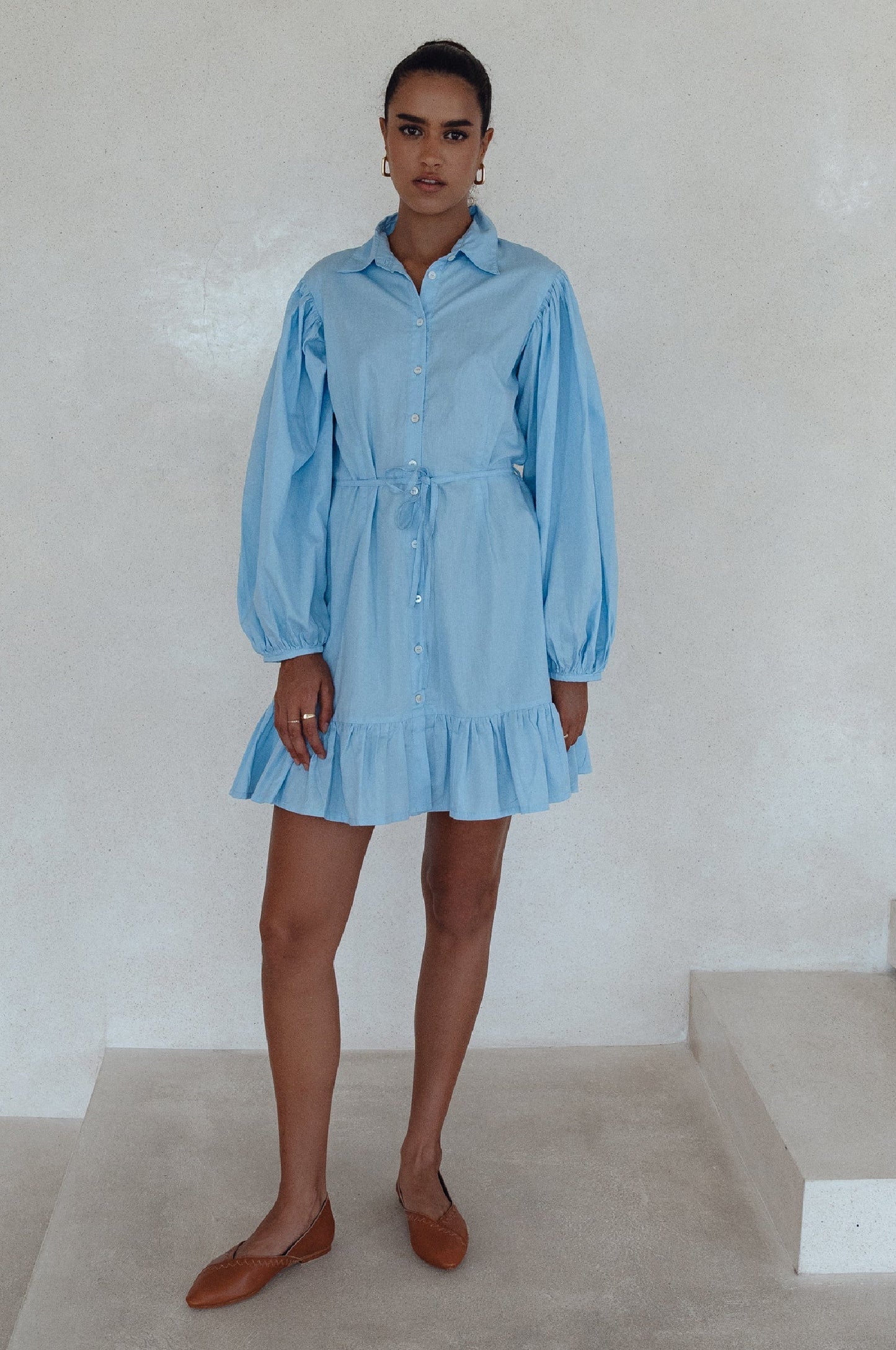 Chic Malina Cotton Mini Dress with Button Details