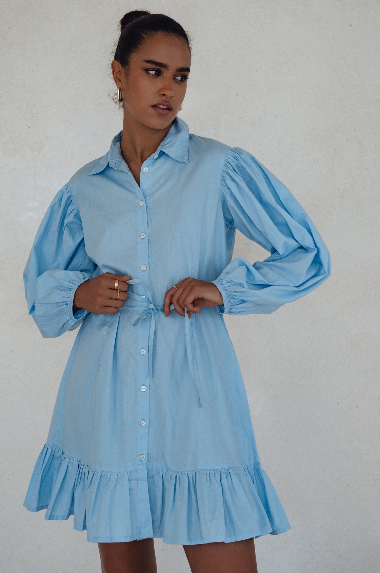 Chic Malina Cotton Mini Dress with Button Details
