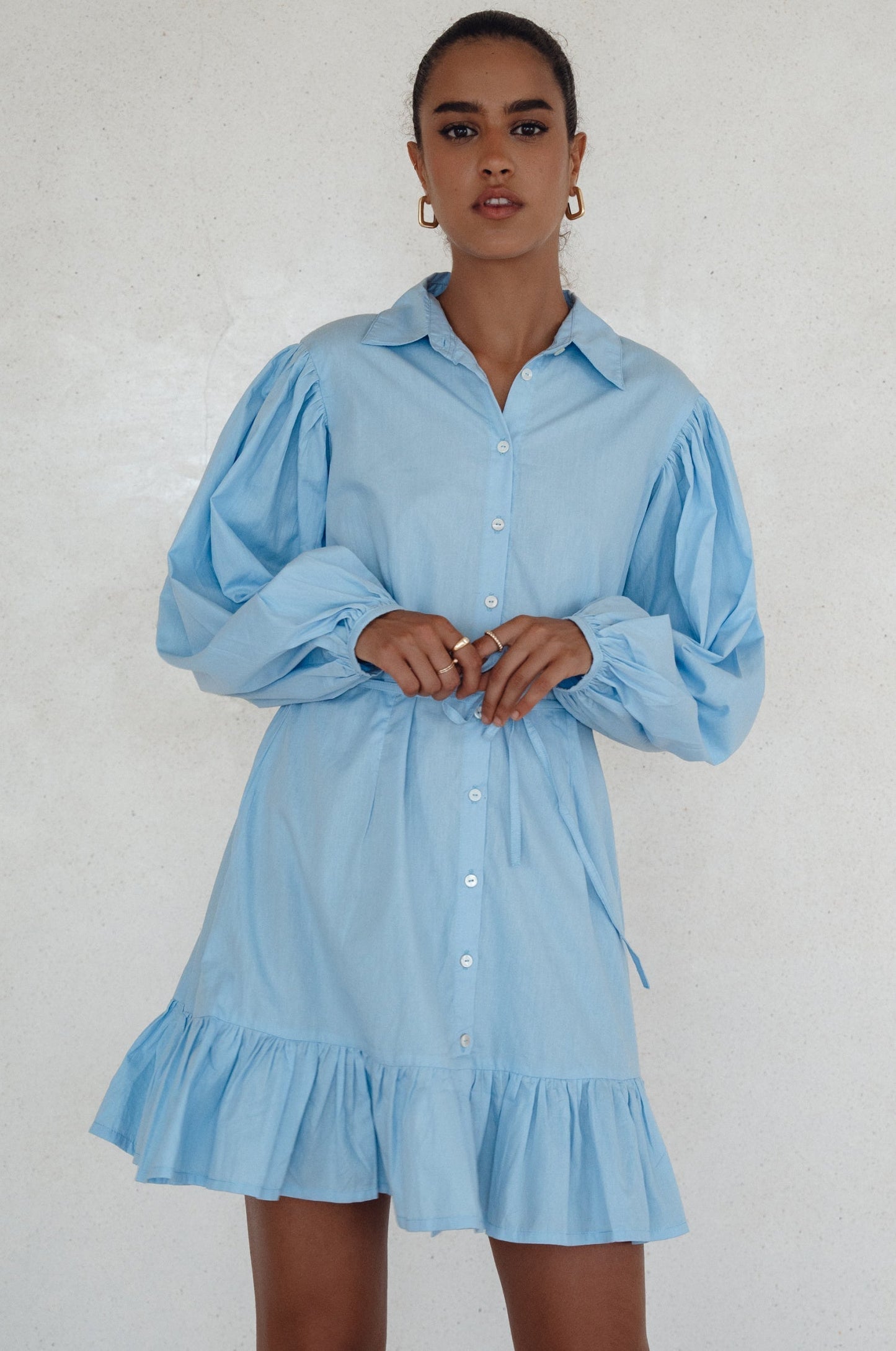 Chic Malina Cotton Mini Dress with Button Details