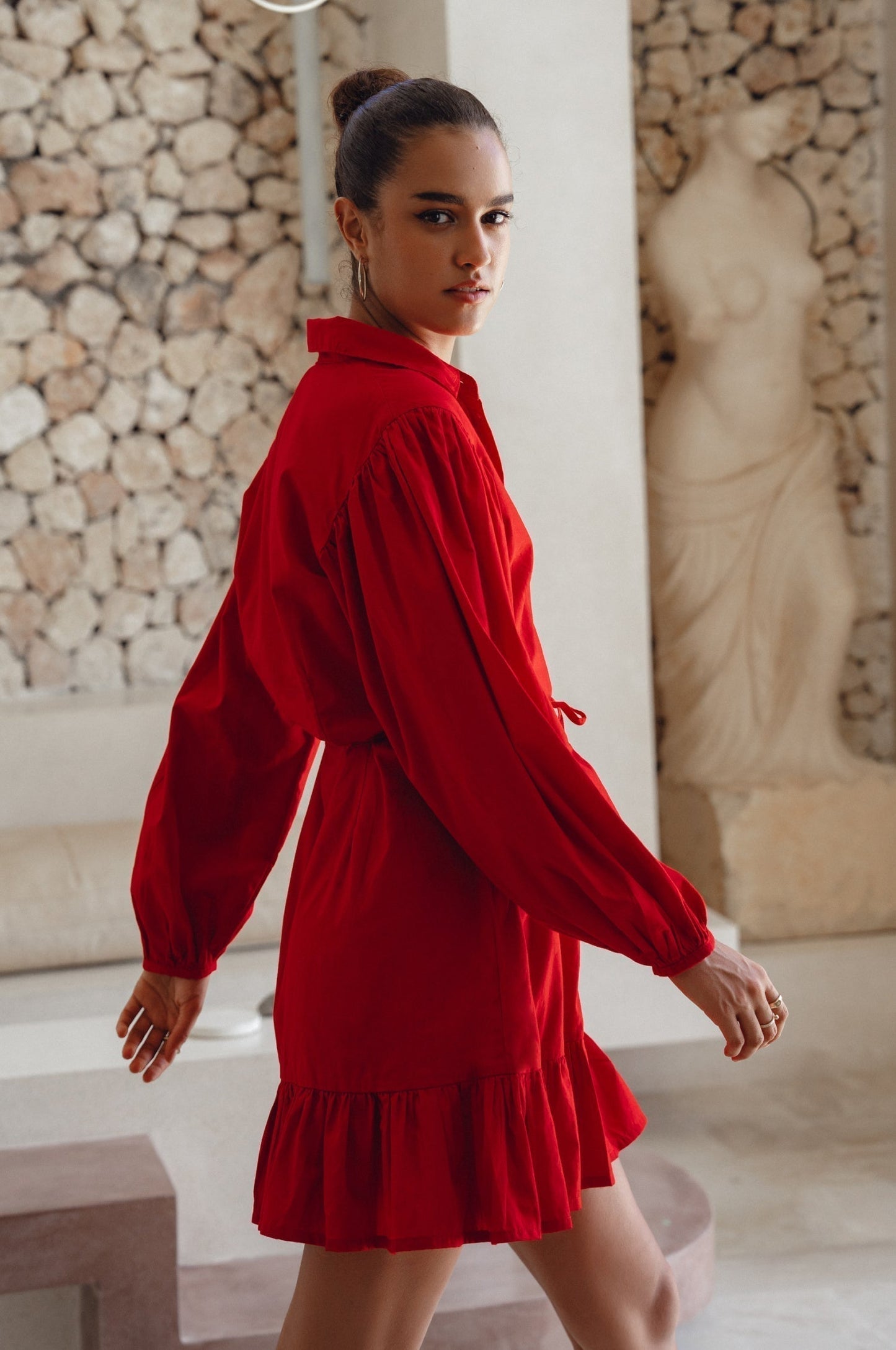 Chic Malina Cotton Mini Dress with Button Details