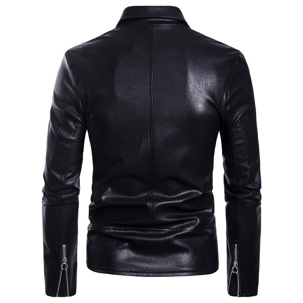 Stylish Men's Casual PU Leather Jacket with Convenient Zip Closure