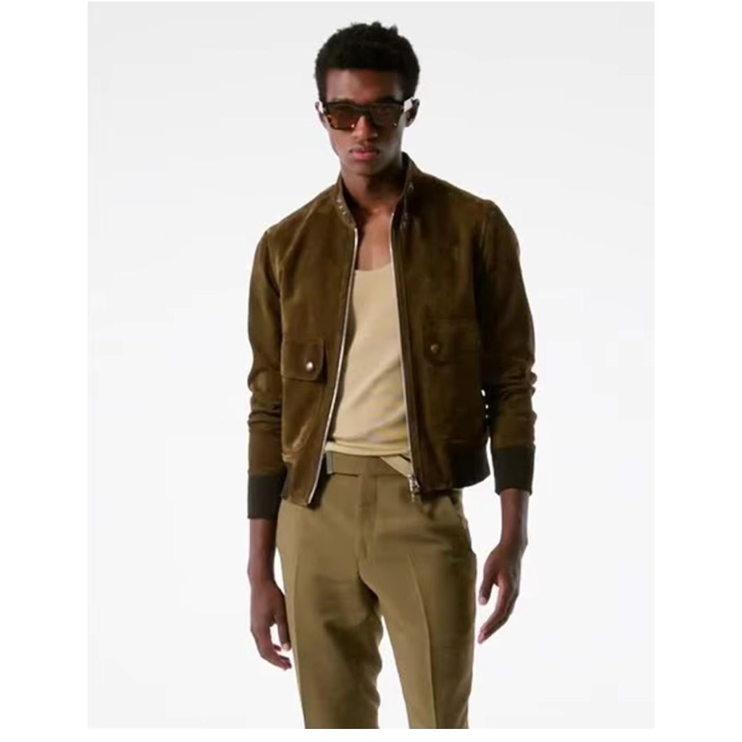 Stylish British Suede Leather Jacket for Men