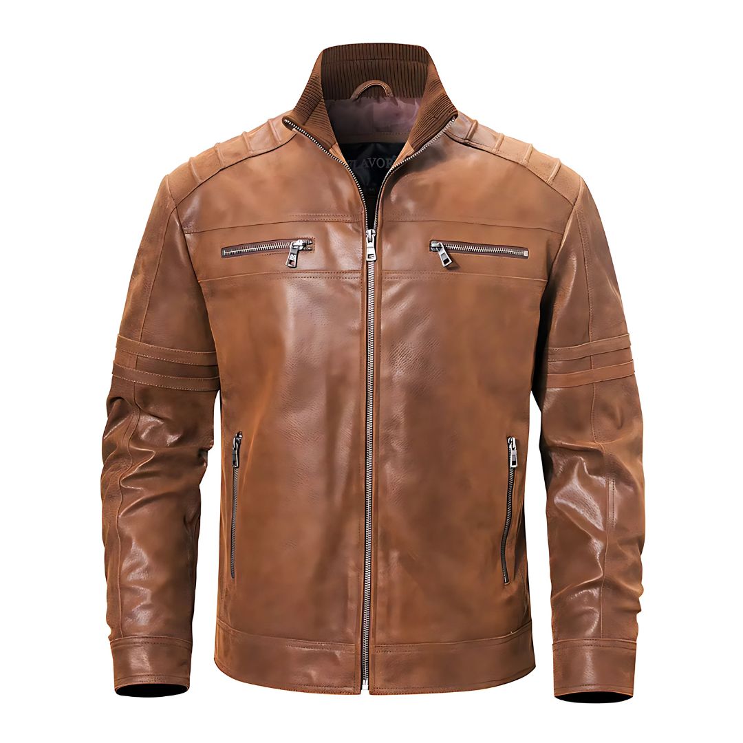 Stylish Men's Authentic Leather Biker Jacket