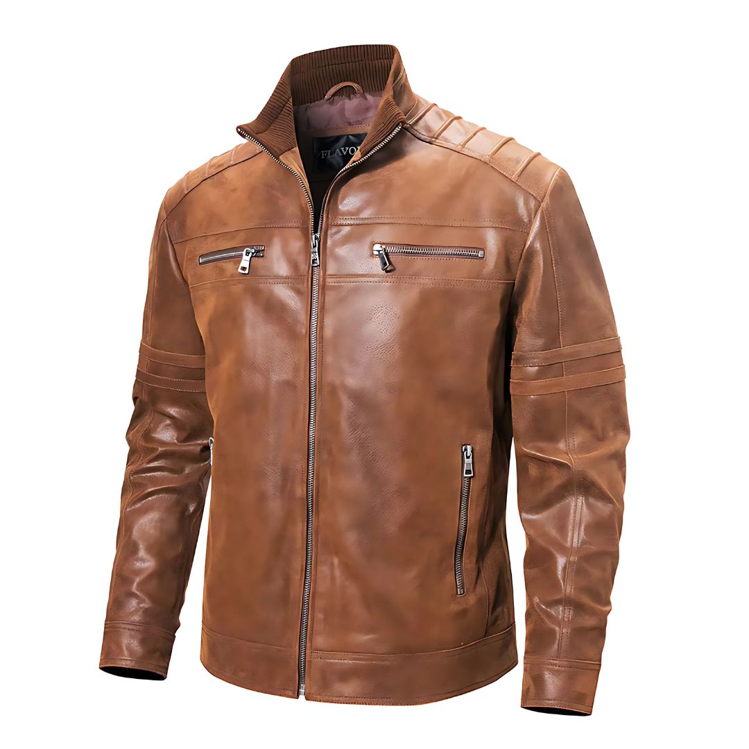 Stylish Men's Authentic Leather Biker Jacket
