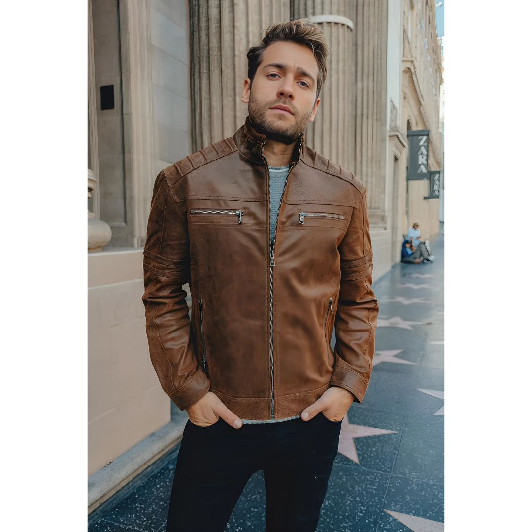 Stylish Men's Authentic Leather Biker Jacket