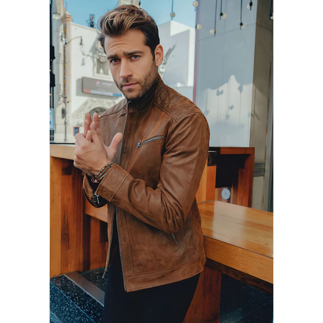 Stylish Men's Authentic Leather Biker Jacket