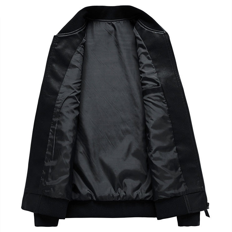Stylish Men's Casual Faux Leather Jacket with Chic Notched Collar