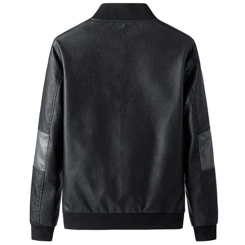 Stylish Men's Casual Faux Leather Jacket with Chic Notched Collar