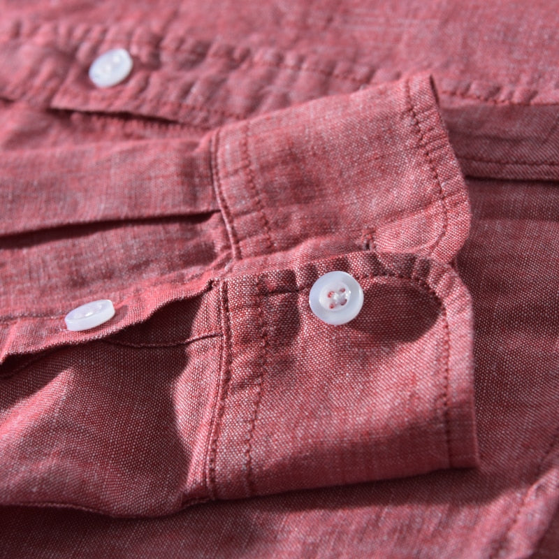 Long Sleeve Linen Shirt in Solid Color