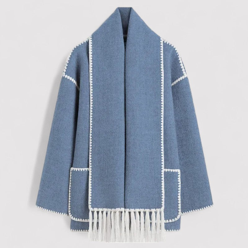 Chic Fringed Scarf Jacket by Trendbits