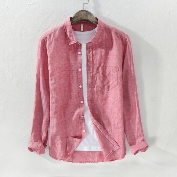 Long Sleeve Linen Shirt in Solid Color